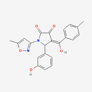 molecular formula C22H18N2O5 B6421588 3-hydroxy-5-(3-hydroxyphenyl)-1-(5-methyl-1,2-oxazol-3-yl)-4-(4-methylbenzoyl)-2,5-dihydro-1H-pyrrol-2-one CAS No. 618874-25-2