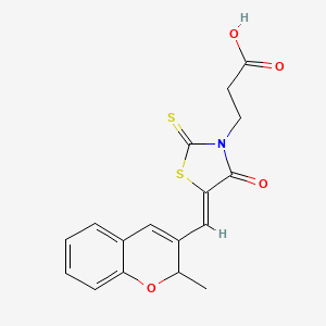 3-[(5Z)-5-[(2-methyl-2H-chromen-3-yl)methylidene]-4-oxo-2-sulfanylidene-1,3-thiazolidin-3-yl]propanoic acid