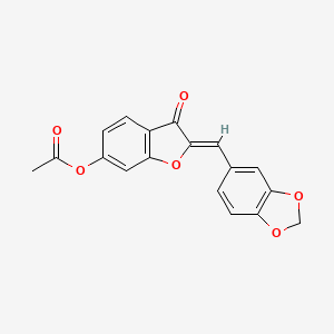 molecular formula C18H12O6 B6421606 (2Z)-2-[(2H-1,3-benzodioxol-5-yl)methylidene]-3-oxo-2,3-dihydro-1-benzofuran-6-yl acetate CAS No. 210361-36-7