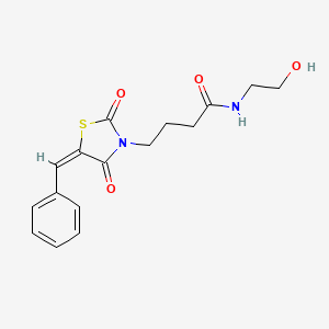 4-[(5E)-2,4-dioxo-5-(phenylmethylidene)-1,3-thiazolidin-3-yl]-N-(2-hydroxyethyl)butanamide