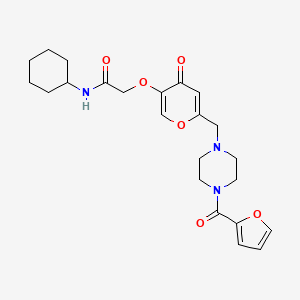 molecular formula C23H29N3O6 B6421661 N-cyclohexyl-2-[(6-{[4-(furan-2-carbonyl)piperazin-1-yl]methyl}-4-oxo-4H-pyran-3-yl)oxy]acetamide CAS No. 898456-54-7