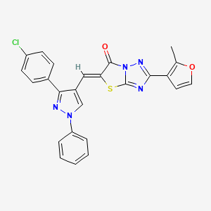 molecular formula C25H16ClN5O2S B6421676 (5Z)-5-{[3-(4-chlorophenyl)-1-phenyl-1H-pyrazol-4-yl]methylidene}-2-(2-methylfuran-3-yl)-5H,6H-[1,2,4]triazolo[3,2-b][1,3]thiazol-6-one CAS No. 956628-91-4