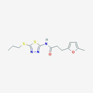 molecular formula C13H17N3O2S2 B6421710 3-(5-methylfuran-2-yl)-N-[5-(propylsulfanyl)-1,3,4-thiadiazol-2-yl]propanamide CAS No. 878694-80-5