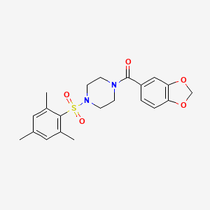 molecular formula C21H24N2O5S B6421785 1-(2H-1,3-benzodioxole-5-carbonyl)-4-(2,4,6-trimethylbenzenesulfonyl)piperazine CAS No. 878724-36-8
