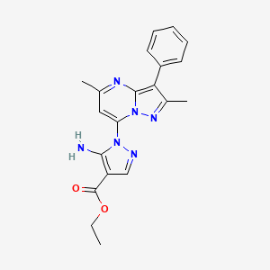 molecular formula C20H20N6O2 B6421806 ethyl 5-amino-1-{2,5-dimethyl-3-phenylpyrazolo[1,5-a]pyrimidin-7-yl}-1H-pyrazole-4-carboxylate CAS No. 909861-19-4