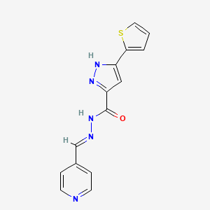 molecular formula C14H11N5OS B6421861 N'-[(1E)-(pyridin-4-yl)methylidene]-3-(thiophen-2-yl)-1H-pyrazole-5-carbohydrazide CAS No. 1285642-51-4