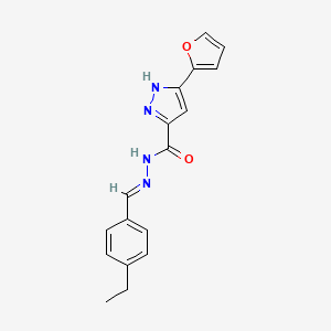 molecular formula C17H16N4O2 B6421873 N'-[(1E)-(4-ethylphenyl)methylidene]-3-(furan-2-yl)-1H-pyrazole-5-carbohydrazide CAS No. 307323-19-9