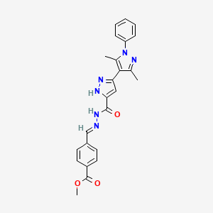 molecular formula C24H22N6O3 B6421874 methyl 4-[(1E)-[({3',5'-dimethyl-1'-phenyl-1H,1'H-[3,4'-bipyrazole]-5-yl}formamido)imino]methyl]benzoate CAS No. 1285641-38-4