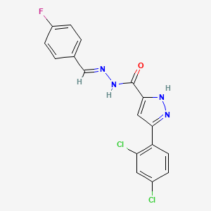 molecular formula C17H11Cl2FN4O B6421881 3-(2,4-dichlorophenyl)-N'-[(1E)-(4-fluorophenyl)methylidene]-1H-pyrazole-5-carbohydrazide CAS No. 403650-32-8