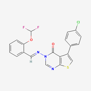 molecular formula C20H12ClF2N3O2S B6421928 5-(4-chlorophenyl)-3-[(E)-{[2-(difluoromethoxy)phenyl]methylidene}amino]-3H,4H-thieno[2,3-d]pyrimidin-4-one CAS No. 304683-43-0