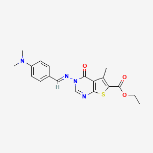 molecular formula C19H20N4O3S B6421931 ethyl 3-[(E)-{[4-(dimethylamino)phenyl]methylidene}amino]-5-methyl-4-oxo-3H,4H-thieno[2,3-d]pyrimidine-6-carboxylate CAS No. 301332-26-3