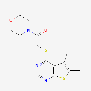 molecular formula C14H17N3O2S2 B6421956 2-({5,6-dimethylthieno[2,3-d]pyrimidin-4-yl}sulfanyl)-1-(morpholin-4-yl)ethan-1-one CAS No. 315710-79-3