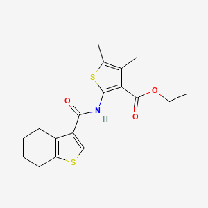 molecular formula C18H21NO3S2 B6421960 ethyl 4,5-dimethyl-2-(4,5,6,7-tetrahydro-1-benzothiophene-3-amido)thiophene-3-carboxylate CAS No. 314251-01-9
