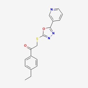 molecular formula C17H15N3O2S B6421963 1-(4-ethylphenyl)-2-{[5-(pyridin-3-yl)-1,3,4-oxadiazol-2-yl]sulfanyl}ethan-1-one CAS No. 538336-73-1