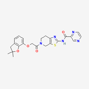 molecular formula C23H23N5O4S B6421973 N-(5-{2-[(2,2-dimethyl-2,3-dihydro-1-benzofuran-7-yl)oxy]acetyl}-4H,5H,6H,7H-[1,3]thiazolo[5,4-c]pyridin-2-yl)pyrazine-2-carboxamide CAS No. 1351599-35-3