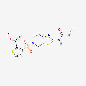 molecular formula C15H17N3O6S3 B6421974 methyl 3-({2-[(ethoxycarbonyl)amino]-4H,5H,6H,7H-[1,3]thiazolo[5,4-c]pyridin-5-yl}sulfonyl)thiophene-2-carboxylate CAS No. 1351607-17-4
