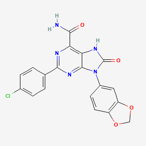 molecular formula C19H12ClN5O4 B6422009 9-(2H-1,3-benzodioxol-5-yl)-2-(4-chlorophenyl)-8-oxo-8,9-dihydro-7H-purine-6-carboxamide CAS No. 898443-30-6