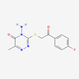 molecular formula C12H11FN4O2S B6422021 4-amino-3-{[2-(4-fluorophenyl)-2-oxoethyl]sulfanyl}-6-methyl-4,5-dihydro-1,2,4-triazin-5-one CAS No. 321602-37-3