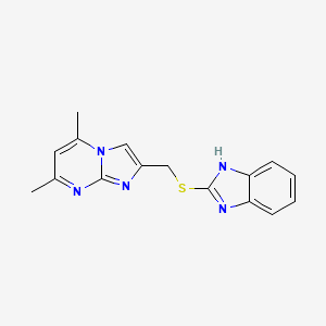 molecular formula C16H15N5S B6422039 2-[({5,7-dimethylimidazo[1,2-a]pyrimidin-2-yl}methyl)sulfanyl]-1H-1,3-benzodiazole CAS No. 314746-74-2