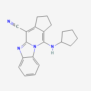 molecular formula C20H20N4 B6422069 16-(cyclopentylamino)-1,8-diazatetracyclo[7.7.0.0^{2,7}.0^{11,15}]hexadeca-2(7),3,5,8,10,15-hexaene-10-carbonitrile CAS No. 342780-84-1