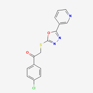 molecular formula C15H10ClN3O2S B6422074 1-(4-chlorophenyl)-2-{[5-(pyridin-3-yl)-1,3,4-oxadiazol-2-yl]sulfanyl}ethan-1-one CAS No. 337488-89-8