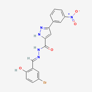 molecular formula C17H12BrN5O4 B6422079 N'-[(1E)-(5-bromo-2-hydroxyphenyl)methylidene]-3-(3-nitrophenyl)-1H-pyrazole-5-carbohydrazide CAS No. 302918-05-4
