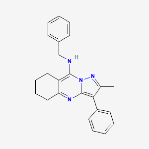 N-benzyl-2-methyl-3-phenyl-5H,6H,7H,8H-pyrazolo[3,2-b]quinazolin-9-amine