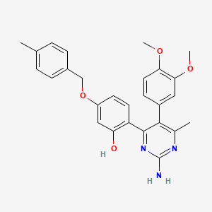 molecular formula C27H27N3O4 B6422155 2-[2-amino-5-(3,4-dimethoxyphenyl)-6-methylpyrimidin-4-yl]-5-[(4-methylphenyl)methoxy]phenol CAS No. 900268-93-1