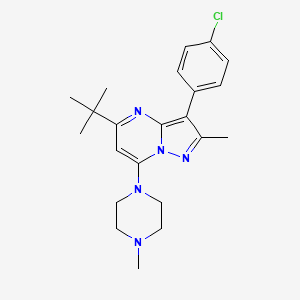 molecular formula C22H28ClN5 B6422163 1-[5-tert-butyl-3-(4-chlorophenyl)-2-methylpyrazolo[1,5-a]pyrimidin-7-yl]-4-methylpiperazine CAS No. 850744-85-3