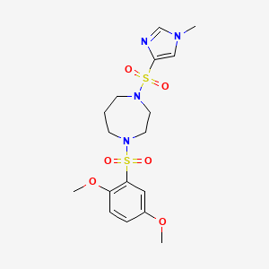 molecular formula C17H24N4O6S2 B6422168 1-(2,5-dimethoxybenzenesulfonyl)-4-[(1-methyl-1H-imidazol-4-yl)sulfonyl]-1,4-diazepane CAS No. 1903603-68-8