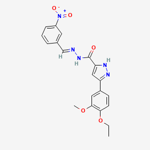 molecular formula C20H19N5O5 B6422209 3-(4-ethoxy-3-methoxyphenyl)-N'-[(1E)-(3-nitrophenyl)methylidene]-1H-pyrazole-5-carbohydrazide CAS No. 634894-96-5