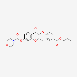 molecular formula C25H25NO8 B6422211 2-methyl-4-oxo-3-[4-(propoxycarbonyl)phenoxy]-4H-chromen-7-yl morpholine-4-carboxylate CAS No. 848728-95-0