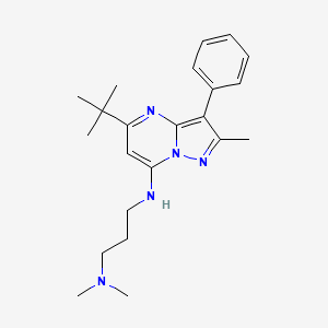 molecular formula C22H31N5 B6422216 5-tert-butyl-N-[3-(dimethylamino)propyl]-2-methyl-3-phenylpyrazolo[1,5-a]pyrimidin-7-amine CAS No. 850801-67-1