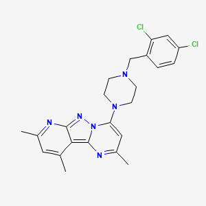 molecular formula C23H24Cl2N6 B6422239 6-{4-[(2,4-dichlorophenyl)methyl]piperazin-1-yl}-4,11,13-trimethyl-3,7,8,10-tetraazatricyclo[7.4.0.0^{2,7}]trideca-1,3,5,8,10,12-hexaene CAS No. 896068-65-8