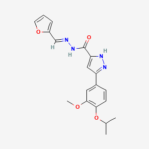 molecular formula C19H20N4O4 B6422251 N'-[(1E)-(furan-2-yl)methylidene]-3-[3-methoxy-4-(propan-2-yloxy)phenyl]-1H-pyrazole-5-carbohydrazide CAS No. 1285573-72-9