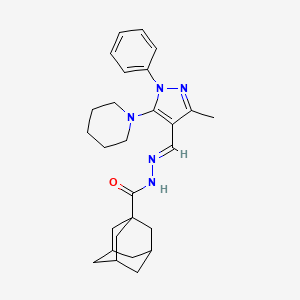 molecular formula C27H35N5O B6422278 N'-[(1E)-[3-methyl-1-phenyl-5-(piperidin-1-yl)-1H-pyrazol-4-yl]methylidene]adamantane-1-carbohydrazide CAS No. 304476-58-2
