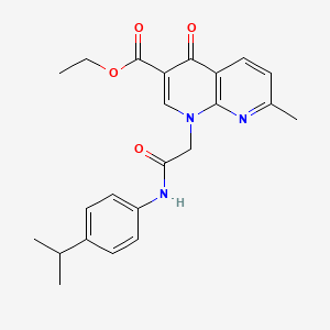molecular formula C23H25N3O4 B6422380 ethyl 7-methyl-4-oxo-1-({[4-(propan-2-yl)phenyl]carbamoyl}methyl)-1,4-dihydro-1,8-naphthyridine-3-carboxylate CAS No. 932457-27-7