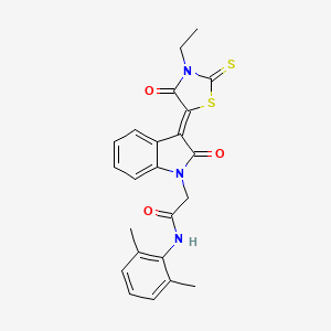 molecular formula C23H21N3O3S2 B6422398 N-(2,6-dimethylphenyl)-2-{3-[(5Z)-3-ethyl-4-oxo-2-sulfanylidene-1,3-thiazolidin-5-ylidene]-2-oxo-2,3-dihydro-1H-indol-1-yl}acetamide CAS No. 618079-60-0