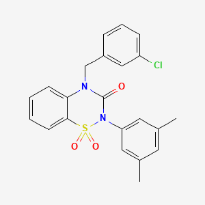 molecular formula C22H19ClN2O3S B6422442 4-[(3-chlorophenyl)methyl]-2-(3,5-dimethylphenyl)-3,4-dihydro-2H-1lambda6,2,4-benzothiadiazine-1,1,3-trione CAS No. 896681-15-5
