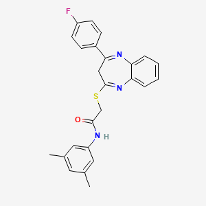 molecular formula C25H22FN3OS B6422445 N-(3,5-dimethylphenyl)-2-{[4-(4-fluorophenyl)-3H-1,5-benzodiazepin-2-yl]sulfanyl}acetamide CAS No. 932971-13-6