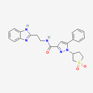 molecular formula C23H23N5O3S B6422448 N-[2-(1H-1,3-benzodiazol-2-yl)ethyl]-1-(1,1-dioxo-1lambda6-thiolan-3-yl)-5-phenyl-1H-pyrazole-3-carboxamide CAS No. 942743-68-2