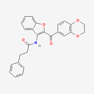 N-[2-(2,3-dihydro-1,4-benzodioxine-6-carbonyl)-1-benzofuran-3-yl]-3-phenylpropanamide