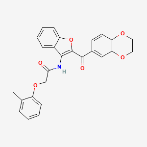 N-[2-(2,3-dihydro-1,4-benzodioxine-6-carbonyl)-1-benzofuran-3-yl]-2-(2-methylphenoxy)acetamide