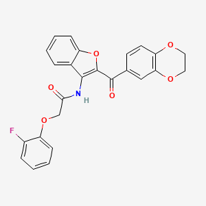 N-[2-(2,3-dihydro-1,4-benzodioxine-6-carbonyl)-1-benzofuran-3-yl]-2-(2-fluorophenoxy)acetamide