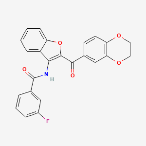 N-[2-(2,3-dihydro-1,4-benzodioxine-6-carbonyl)-1-benzofuran-3-yl]-3-fluorobenzamide