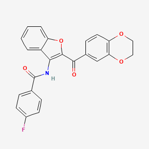 N-[2-(2,3-dihydro-1,4-benzodioxine-6-carbonyl)-1-benzofuran-3-yl]-4-fluorobenzamide