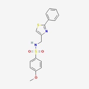 molecular formula C17H16N2O3S2 B6422532 4-methoxy-N-[(2-phenyl-1,3-thiazol-4-yl)methyl]benzene-1-sulfonamide CAS No. 863511-01-7