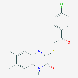 molecular formula C18H15ClN2O2S B6422590 1-(4-chlorophenyl)-2-[(3-hydroxy-6,7-dimethylquinoxalin-2-yl)sulfanyl]ethan-1-one CAS No. 1011408-80-2