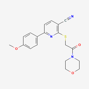 molecular formula C19H19N3O3S B6422594 6-(4-methoxyphenyl)-2-{[2-(morpholin-4-yl)-2-oxoethyl]sulfanyl}pyridine-3-carbonitrile CAS No. 1011408-78-8