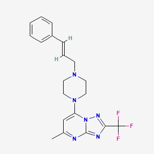 molecular formula C20H21F3N6 B6422607 1-[5-methyl-2-(trifluoromethyl)-[1,2,4]triazolo[1,5-a]pyrimidin-7-yl]-4-[(2E)-3-phenylprop-2-en-1-yl]piperazine CAS No. 946203-49-2